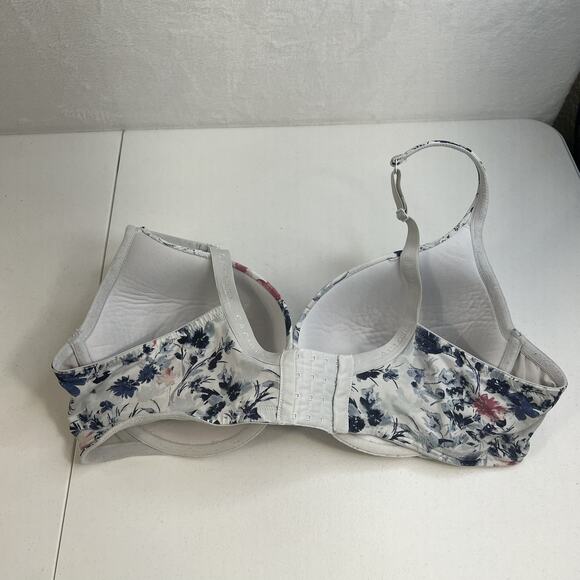 Cacique 44DD Bra Boost Plunge Underwire Floral Lace Cotton Full Figure Coverage - Picture 5 of 15